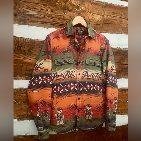 POLO RALPH LAUREN Custom Fit Polo Bear Flannel Workshirt size medium - Picture 2 of 12